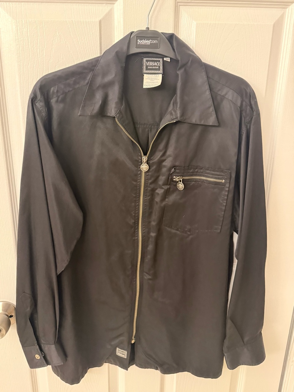 Vintage 1995 Versace Collection Men’s Black Zip-Front Lightweight Jacket